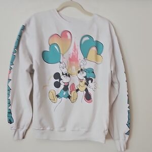 Disney White Sweater with Mickey and Minnie